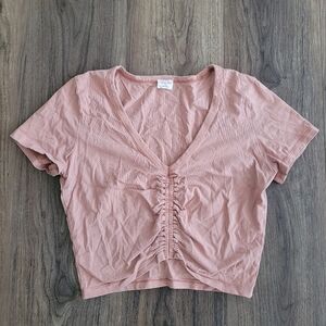 Pink Ruched Crop Top